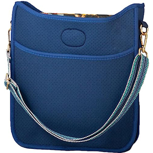 blue neoprene messenger bag